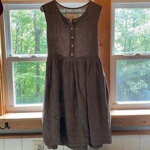 notPerfectLinen Mama Dress in Chocolate Brown-Size M